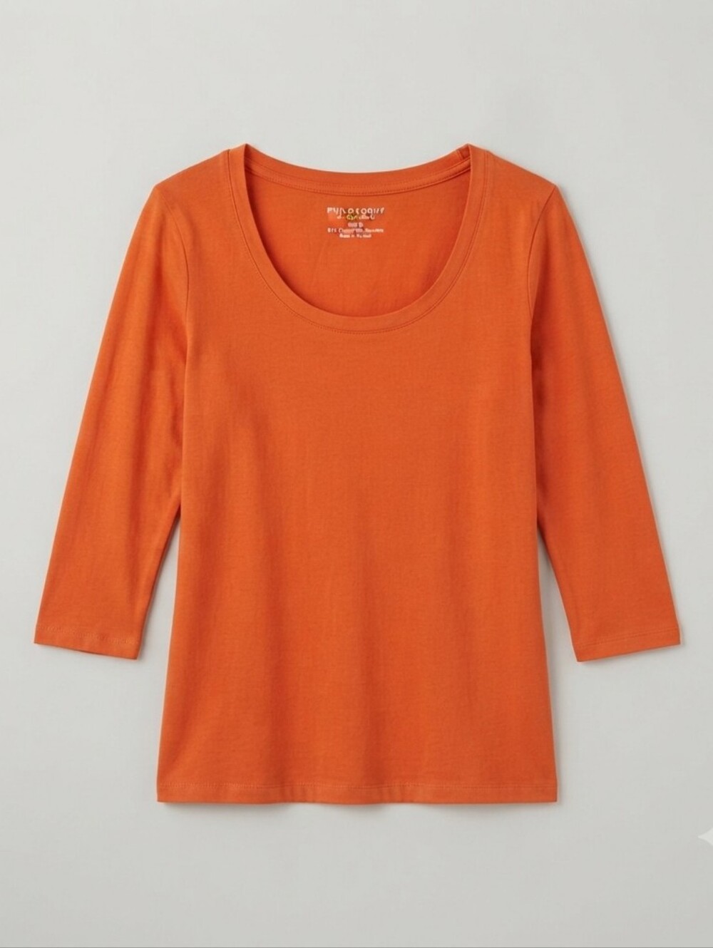 Philosophy by Republic Orange Scoop Neck 3/4 Sleeve Top Size Medium